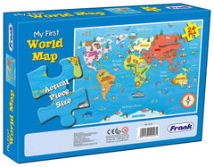 Frank My First World Map Puzzle - Early Learner Large Educational Jigsaw Puzzle with Continents, Oceans, Animals for Ages 4 & Above