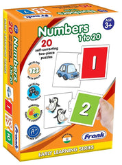 Frank Numbers 1 to 20 Puzzle – 40 Pieces, 20 Self-Correcting 2-Piece Puzzles for Ages 3 & Above