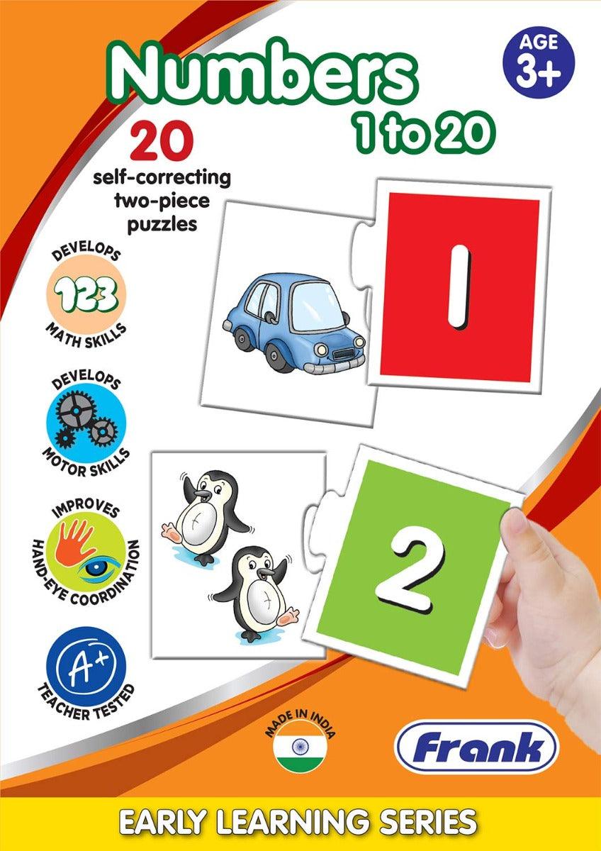 Frank Numbers 1 to 20 Puzzle – 40 Pieces, 20 Self-Correcting 2-Piece Puzzles for Ages 3 & Above