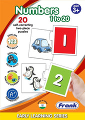 Frank Numbers 1 to 20 Puzzle – 40 Pieces, 20 Self-Correcting 2-Piece Puzzles for Ages 3 & Above