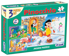 Frank Pinocchio 3 in 1 Puzzle - A Set of 3 26 Pc Jigsaw Puzzles for 4 Year Old Kids and Above