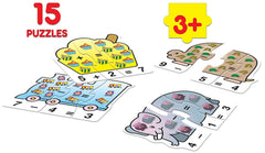 Frank Play ‘n' Count Puzzle – 75 Pieces, 15 Self-Correcting 3-Piece Puzzles for Ages 3 & Above