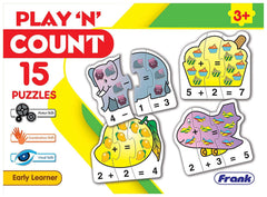 Frank Play ‘n' Count Puzzle – 75 Pieces, 15 Self-Correcting 3-Piece Puzzles for Ages 3 & Above
