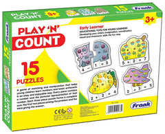Frank Play ‘n' Count Puzzle – 75 Pieces, 15 Self-Correcting 3-Piece Puzzles for Ages 3 & Above