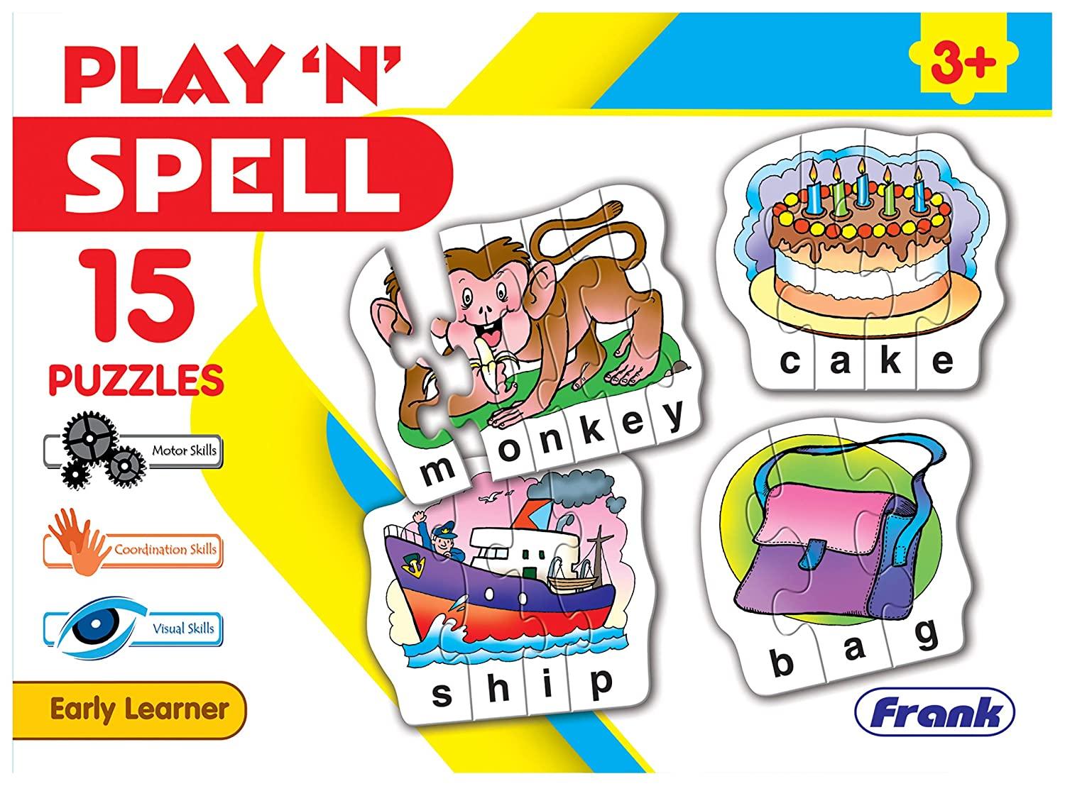 Frank Play ‘n' Spell Puzzle – 15 Self-Correcting Puzzles for Ages 3 & Above