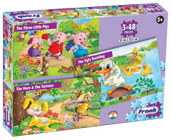 Frank The Hare & The Tortoise, The Three Little Pigs, The Ugly Duckling 3 in 1 Jigsaw Puzzle