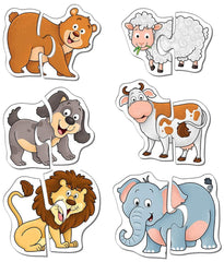 Frank Transport Puzzles - A Set of 6 Two-Piece Shaped Jigsaw Puzzles for 3 Year Old Kids and Above