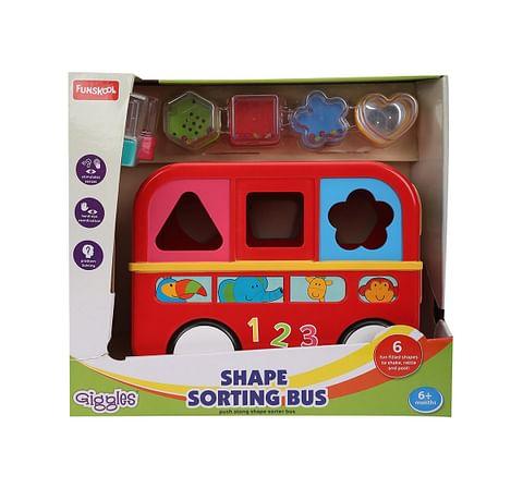 Funskool Giggles Shape Sorting Bus, Educational Push Along Toy with Blocks