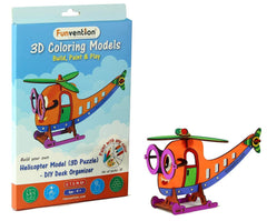 Funvention 3D Coloring Model - Helicopter - DIY Puzzle Toy Pen Stand Utility