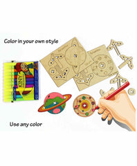 Funvention DIY Solar System & Saturn Spinning Top with Free Color Pens - Multicolor