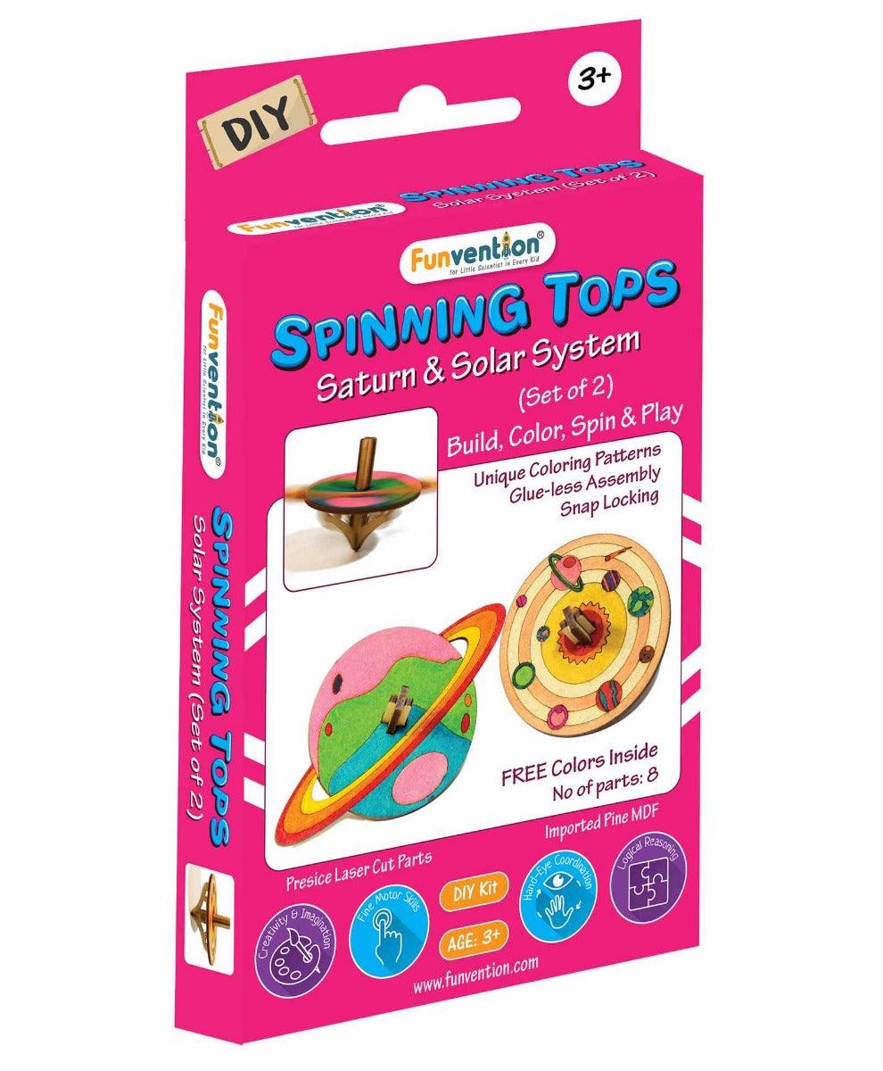 Funvention DIY Solar System & Saturn Spinning Top with Free Color Pens - Multicolor