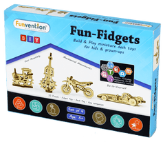 Funvention Fun Fidgets - Assorted - Set of 4 Miniature Mechanical Model - DIY 3D Puzzle, Keychain, Desk Toy