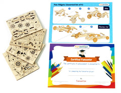 Funvention Fun Fidgets - Assorted - Set of 4 Miniature Mechanical Model - DIY 3D Puzzle, Keychain, Desk Toy