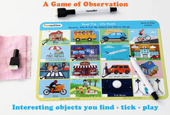 Funvention Road Trip - Write and Wipe Activity Observational & Educational Game for 3-6 Years Kids