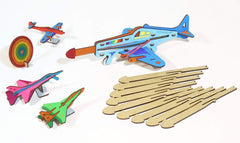 Funvention Shooter Plane - DIY Shooting Plane with 3 Target Planes - Coloring and Puzzle Activity Toy