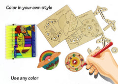 Funvention Spinning Tops (Solar System) - Pack of 12 (2 Tops Per Pack) - DIY Build & Color Spinning Tops Art & Craft Birthday Return Gifts