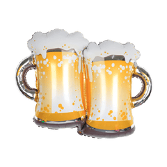 PartyCorp Happy Birthday Beer Mug Gold and Blue Balloon Bouquet, Birthday Decoration Set for Adults, DIY Pack of 6