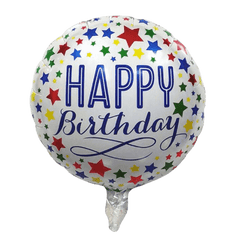 PartyCorp Happy Birthday Gift Box Gold and White Stars Balloon Bouquet, Birthday Decoration Set for Boys, Girls and Adults, DIY Pack of 6
