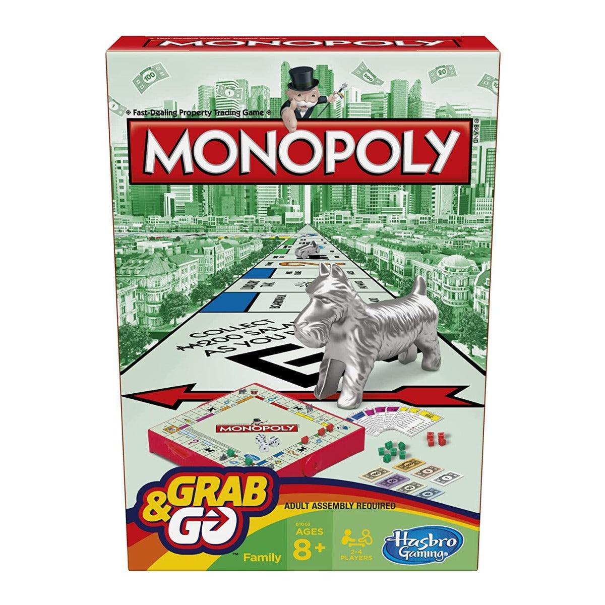 Hasbro Gaming Monopoly Grab & Go Game - Portable 4 Player Game for Ages 8 and Up