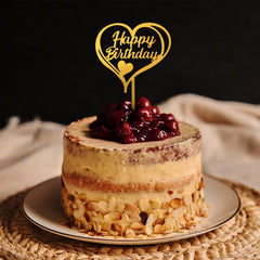 PartyCorp Gold Heart Shaped Acrylic Happy Birthday Cake Topper, 1 Piece