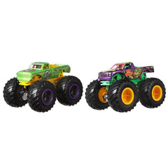 Hot Wheels Monster Trucks 1:64 Demo Doubles 2-Pk Collection, A51 Patrol Vs Test Subject