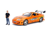 Jada Fast & Furious 1:24 Scale 1995 Toyota Supra Diecast Car and Brian O'Conner Diecast Figure