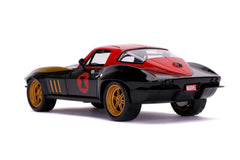 Jada Toys Diecast Hollywood Rides 1:24 1966 Chevy Corvette Car with Black Widow Action Figure