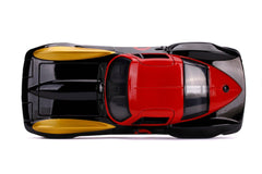 Jada Toys Diecast Hollywood Rides 1:24 1966 Chevy Corvette Car with Black Widow Action Figure