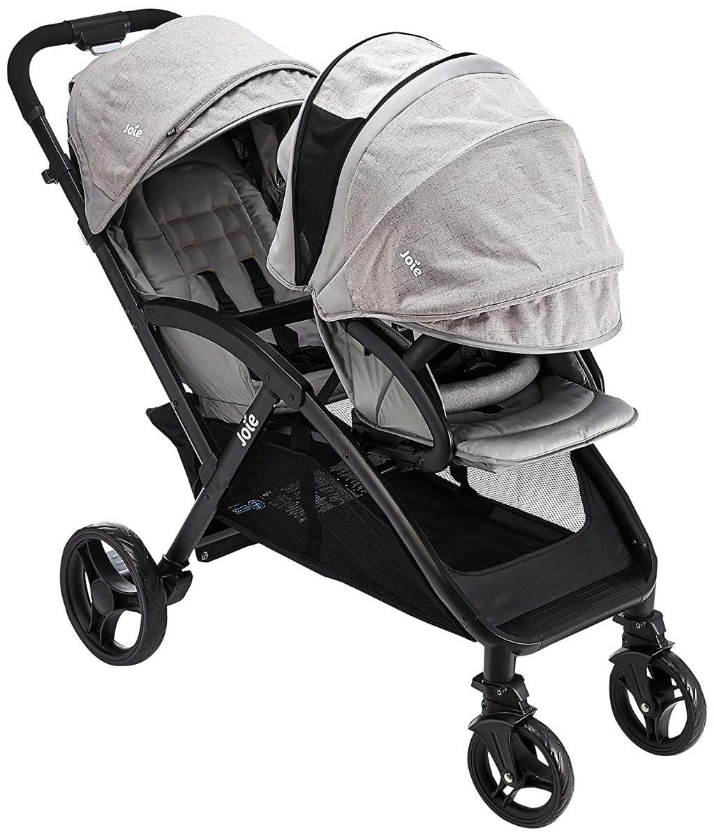 Joie Evalite Duo Baby Stroller - Double Baby Pram with Single Touch Brake for Ages 0-3 Years