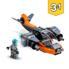 LEGO Creator Cyber Drone 3 in 1 with Cyber Mech and Scooter Building Kit for Ages 6+