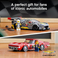 LEGO Speed Champions Chevrolet Corvette C8.R Race Car and 1969 Chevrolet Corvette Building Kit for Ages 8+