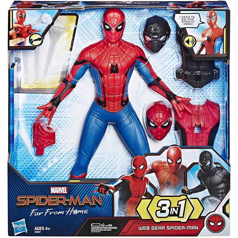 Buy Marvel Spider Man Far from Home Deluxe 13 Inch Scale Web Gear Spider Man Action Figure with Sound Fx Suit Upgrades and Web Blaster Accessory