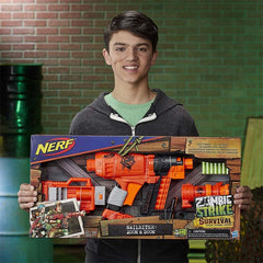 Nerf Nailbiter Zoom & Doom Zombie Strike Toy Blaster with Indexing Clip, Stock, Barrel, 16 Official Zombie Strike Elite Darts