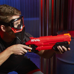 NERF Rival Takedown XX-800 Blaster -- Pump Action, Breech-Load, 8-Round Capacity, 90 FPS, 8 Official Rival Rounds -- Team Red
