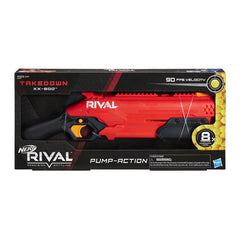 NERF Rival Takedown XX-800 Blaster -- Pump Action, Breech-Load, 8-Round Capacity, 90 FPS, 8 Official Rival Rounds -- Team Red