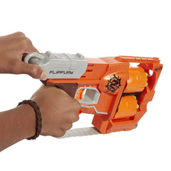 Nerf Zombie Strike FlipFury Blaster 2 Flipping 6-Dart Drums ,12 Nerf Zombie Strike Elite Darts