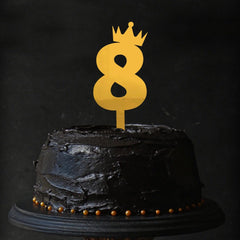 PartyCorp Gold Acrylic Number Eight Digit 4 Inch Cake Topper,1 Piece