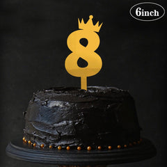 PartyCorp Gold Acrylic Number Eight Digit 6 Inch Cake Topper, 1 Piece