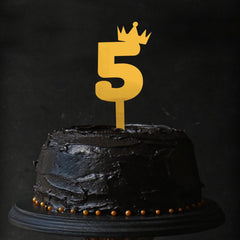 PartyCorp Gold Acrylic Number Five Digit 4 Inch Cake Topper,1 Piece