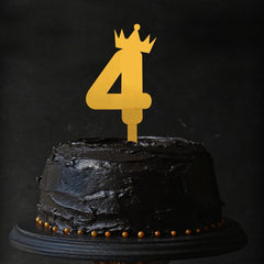 PartyCorp Gold Acrylic Number Four Digit 4 Inch Cake Topper,1 Piece