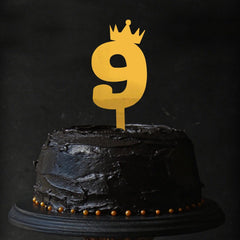 PartyCorp Gold Acrylic Number Nine Digit 4 Inch Cake Topper,1 Piece