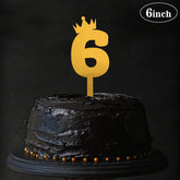 PartyCorp Gold Acrylic Number Six Digit 6 Inch Cake Topper, 1 Piece