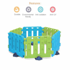 Ok Play Activity Center Play Safety Yard with 6 Panels for Kids, Parrot Green & Sky Blue, Ages 1 to 2 years