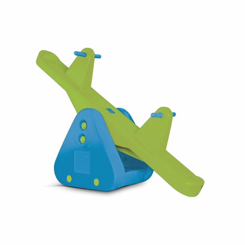 Ok Play See Saw Ride On Indoor and Outdoor Rocker for Kids, Parrot Green & Blue, Ages 2 to 4 years