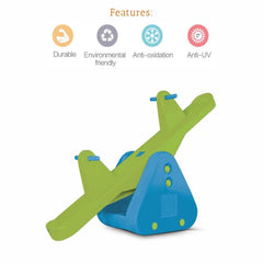 Ok Play See Saw Ride On Indoor and Outdoor Rocker for Kids, Parrot Green & Blue, Ages 2 to 4 years