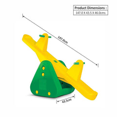 Ok Play See Saw Ride On Indoor and Outdoor Rocker for Kids, Yellow & Green, Ages 2 to 4 years