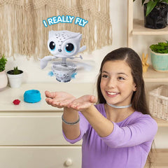 Owleez Flying Baby Owl Interactive Toy with Lights and Sounds, White