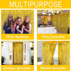 PartyCorp Big Golden Foil Curtain Fringe Set, 1 Pack
