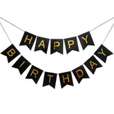 PartyCorp Black & Gold Happy Birthday Printed Wall Banner Decoration for All Ages, Birthday Party Supplies
