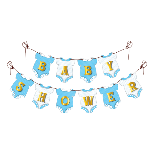 PartyCorp Blue & White Gold Text Baby Shower 3D Banner Decoration Set